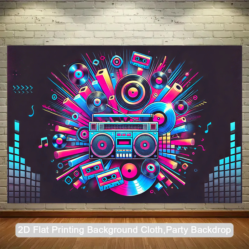 Audio House Music - Płaski projekt 2D, opakowanie jednoczęściowe. Retro