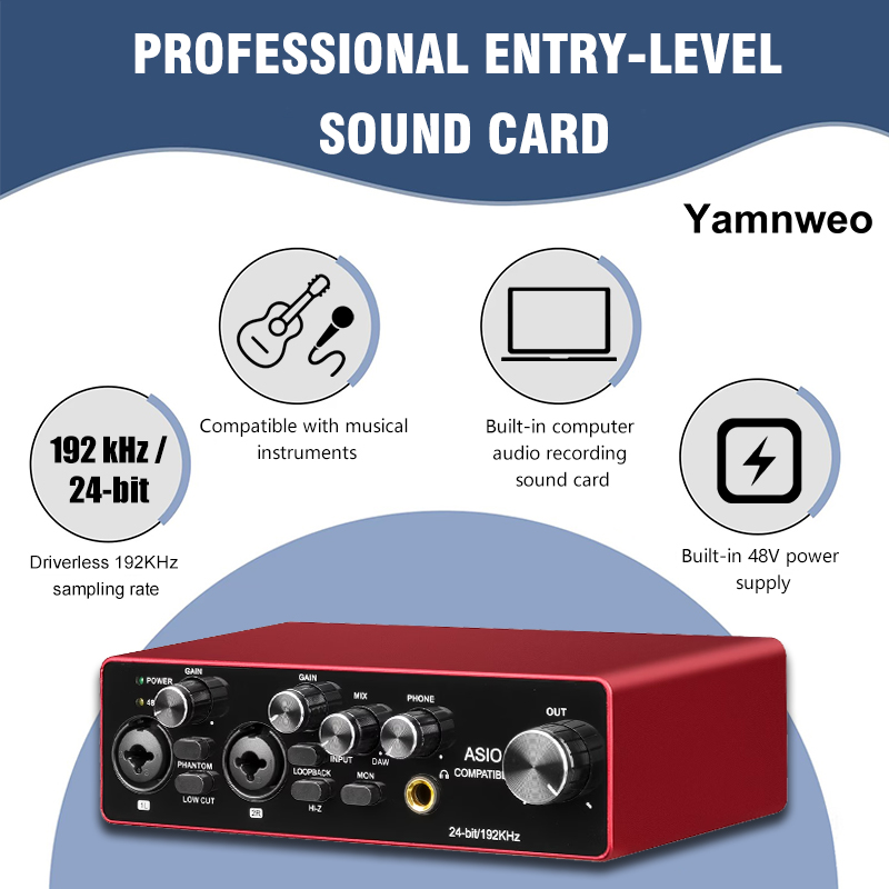 Audio Music Cutting - YAMNWEO MD22 Przenośny 2-kanałowy interfejs audio