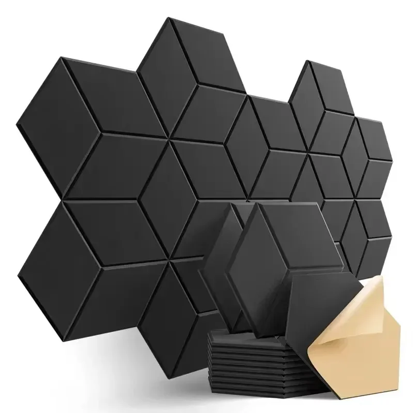 Studio Monitor Speaker - 12 szt. Samoprzylepnych Sześciokątnych Paneli Dźwiękochłonnych